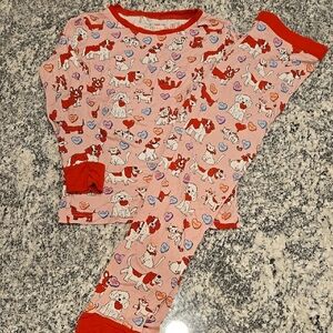 Little Sleepies Kids Pink Dog Valentine Print Pajamas